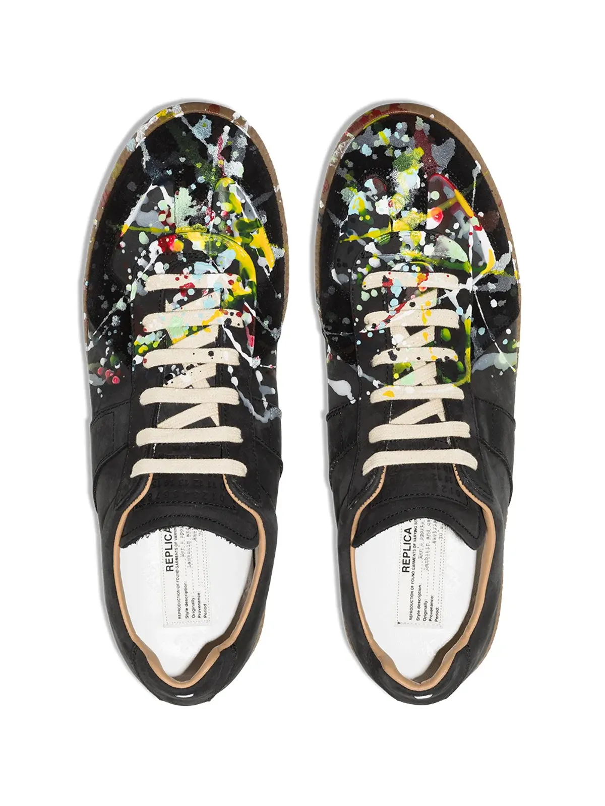 Maison Margiela ペイント Replica ロー・トップスニーカー - ブラック - 画像4