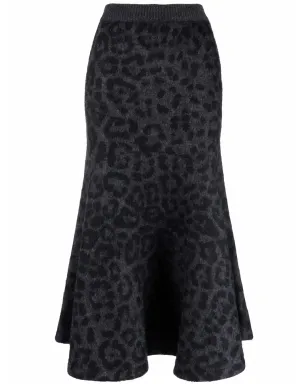 Valentino Garavani ヒョウ柄フレア編みニットスカート - サムネイル1