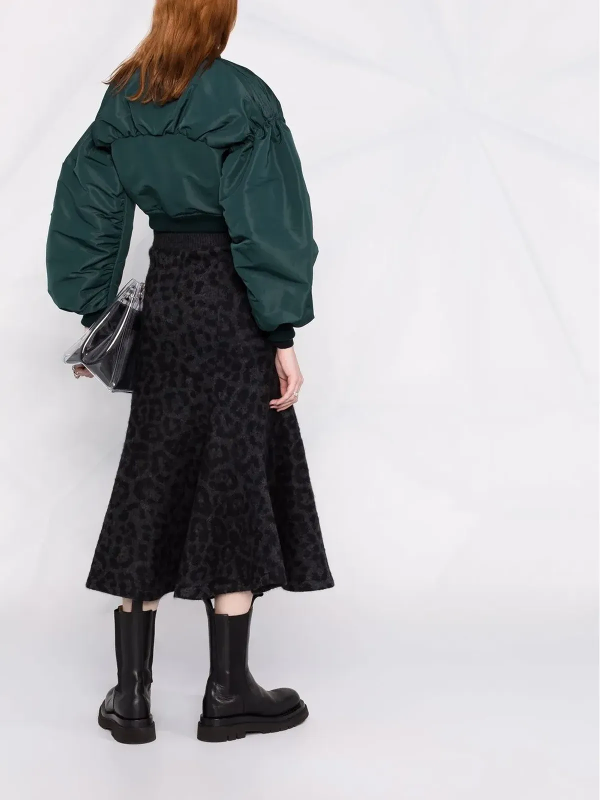 Valentino Garavani ヒョウ柄フレア編みニットスカート - 画像4