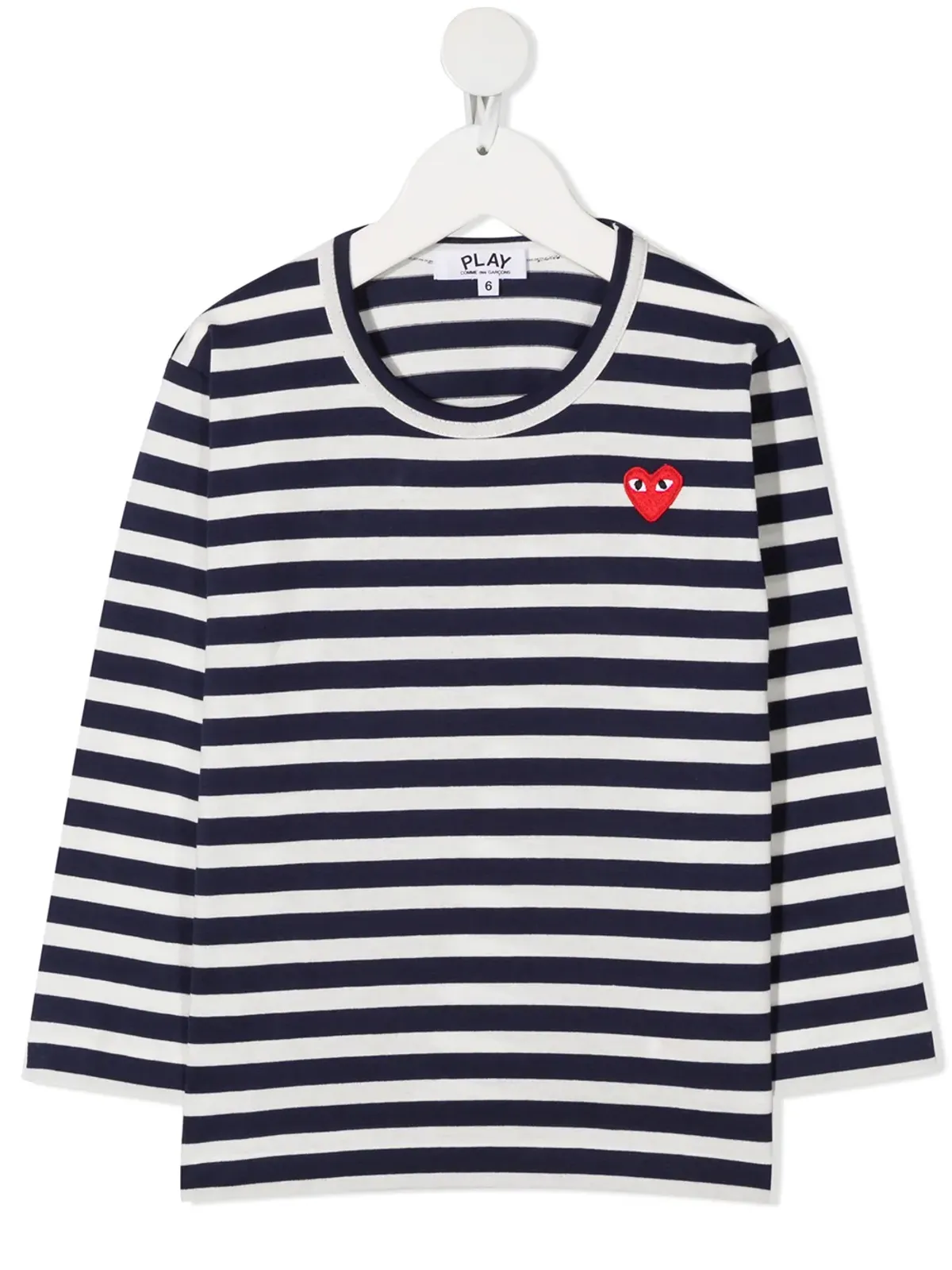 Comme Des Garçons Play Kids ハートパッチ付きストライプTシャツ - 画像1
