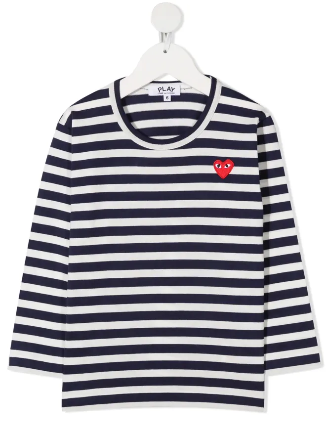 Comme Des Garçons Play Kids Comme Des Garçons Play Kids ハートパッチ付きストライプTシャツの商品画像