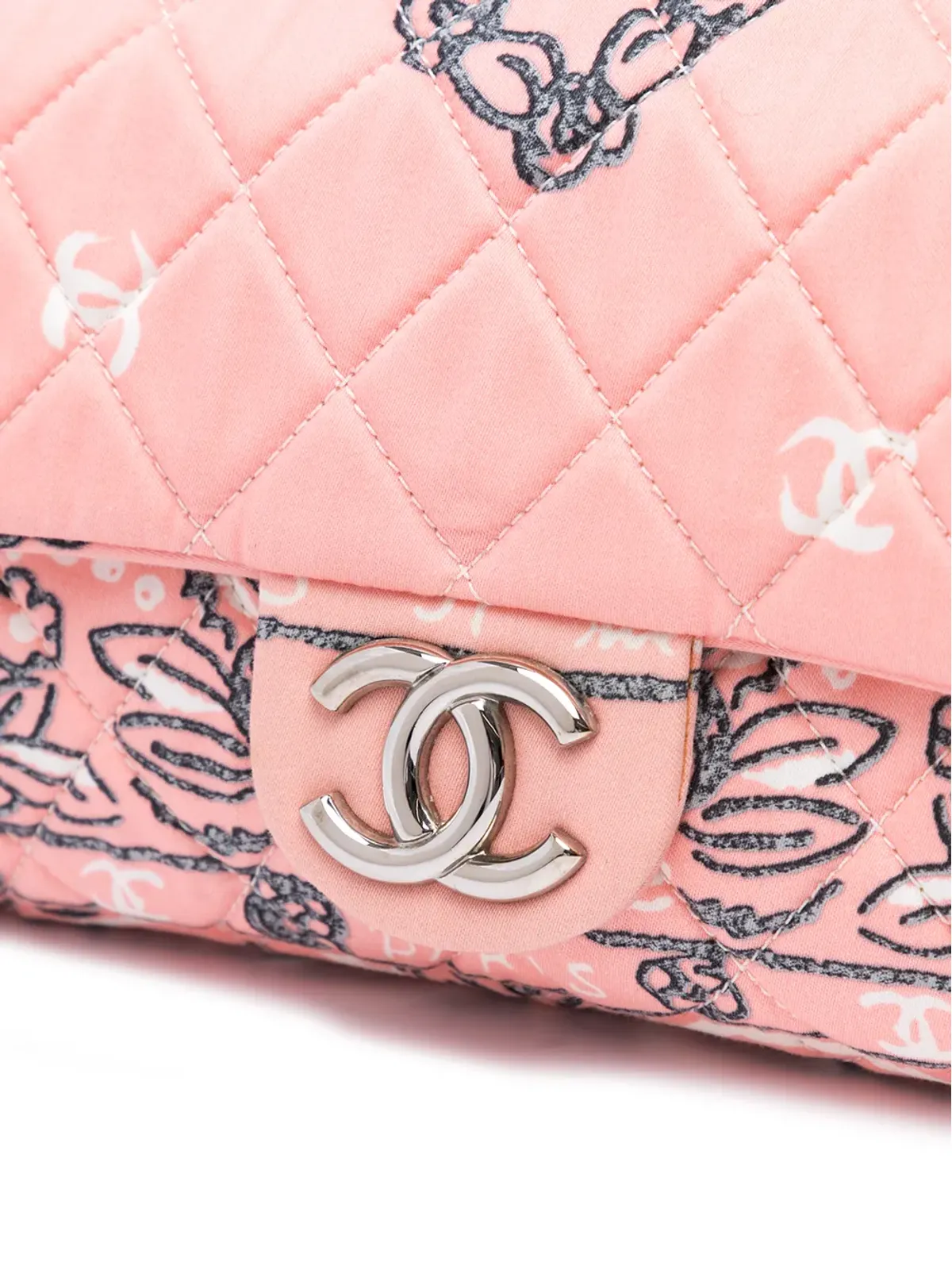 CHANEL Pre-Owned 2008 キルティング花柄プリント ショルダーバッグ - 画像4