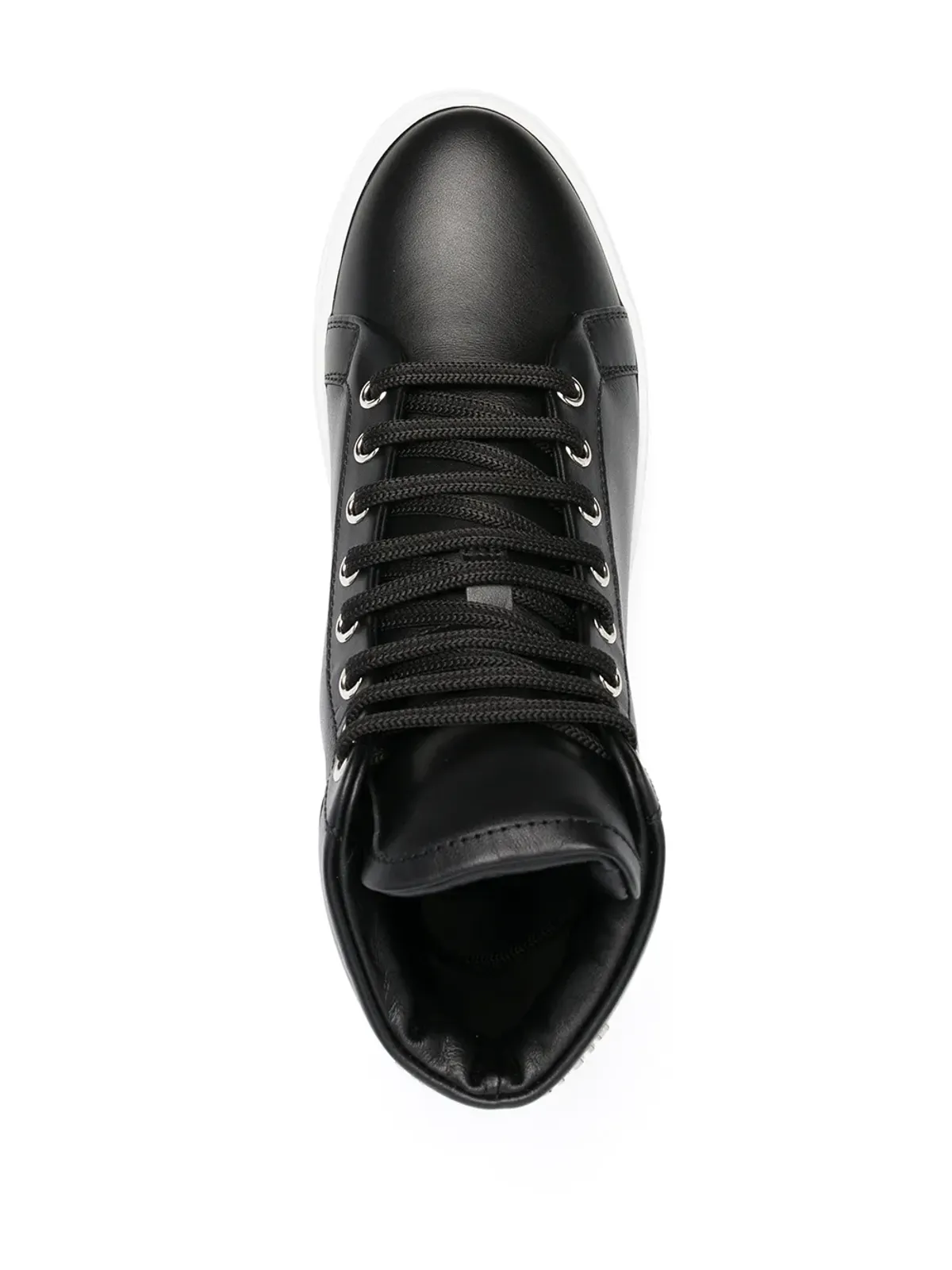 Philipp Plein スカルハイトップ レザースニーカー - 画像4