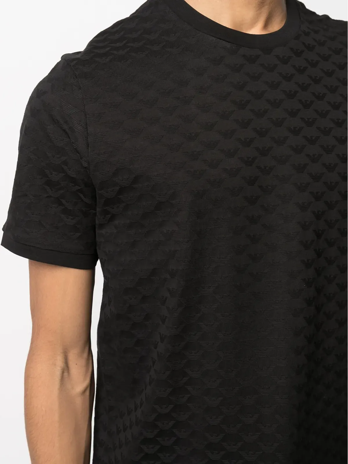 Emporio Armani プレーンテクスチャードTシャツ ブラック - 画像5