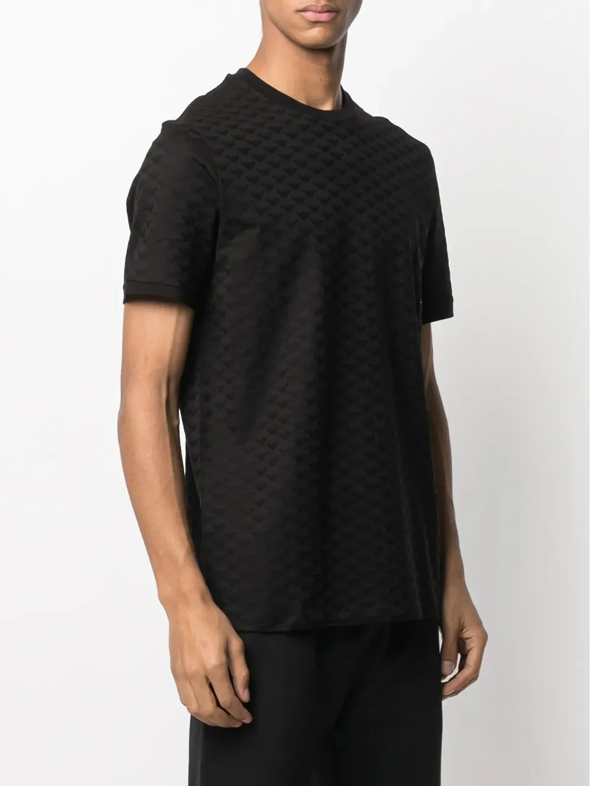 Emporio Armani プレーンテクスチャードTシャツ ブラック - 画像3