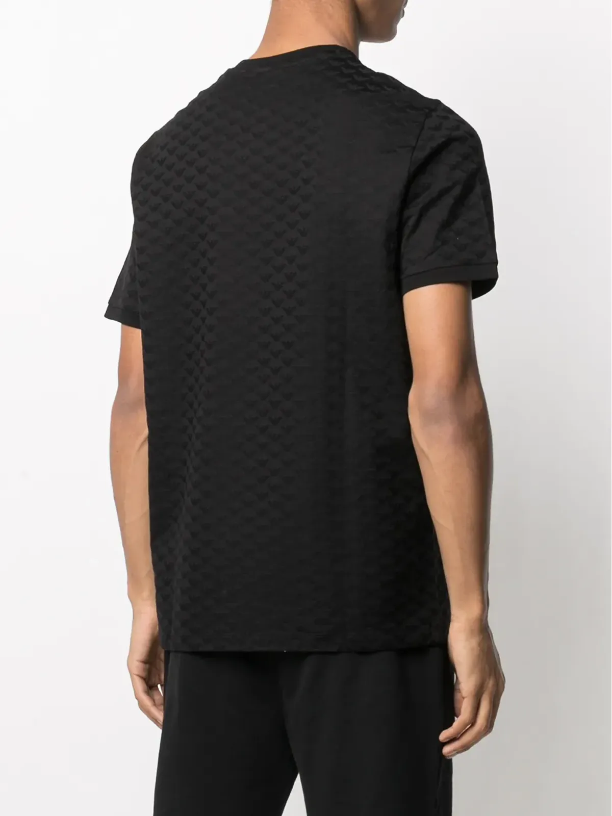 Emporio Armani プレーンテクスチャードTシャツ ブラック - 画像4