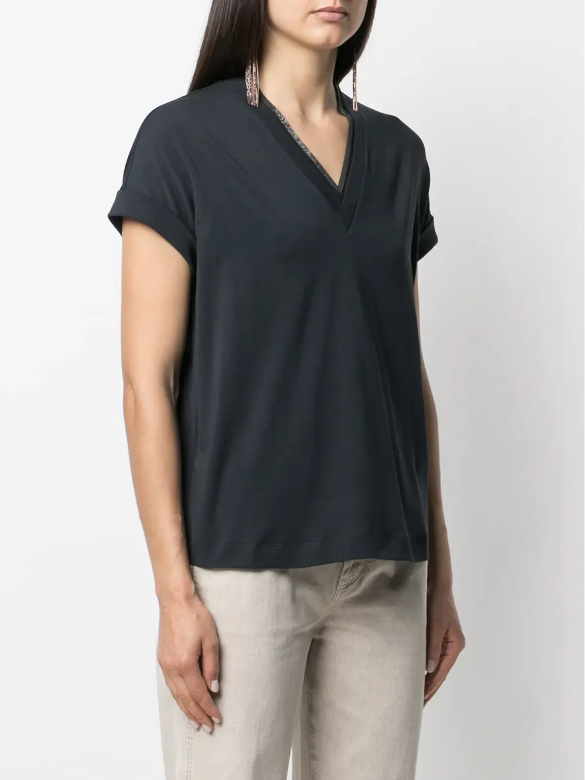 Brunello Cucinelli 半袖フィット ブラウス - 画像3