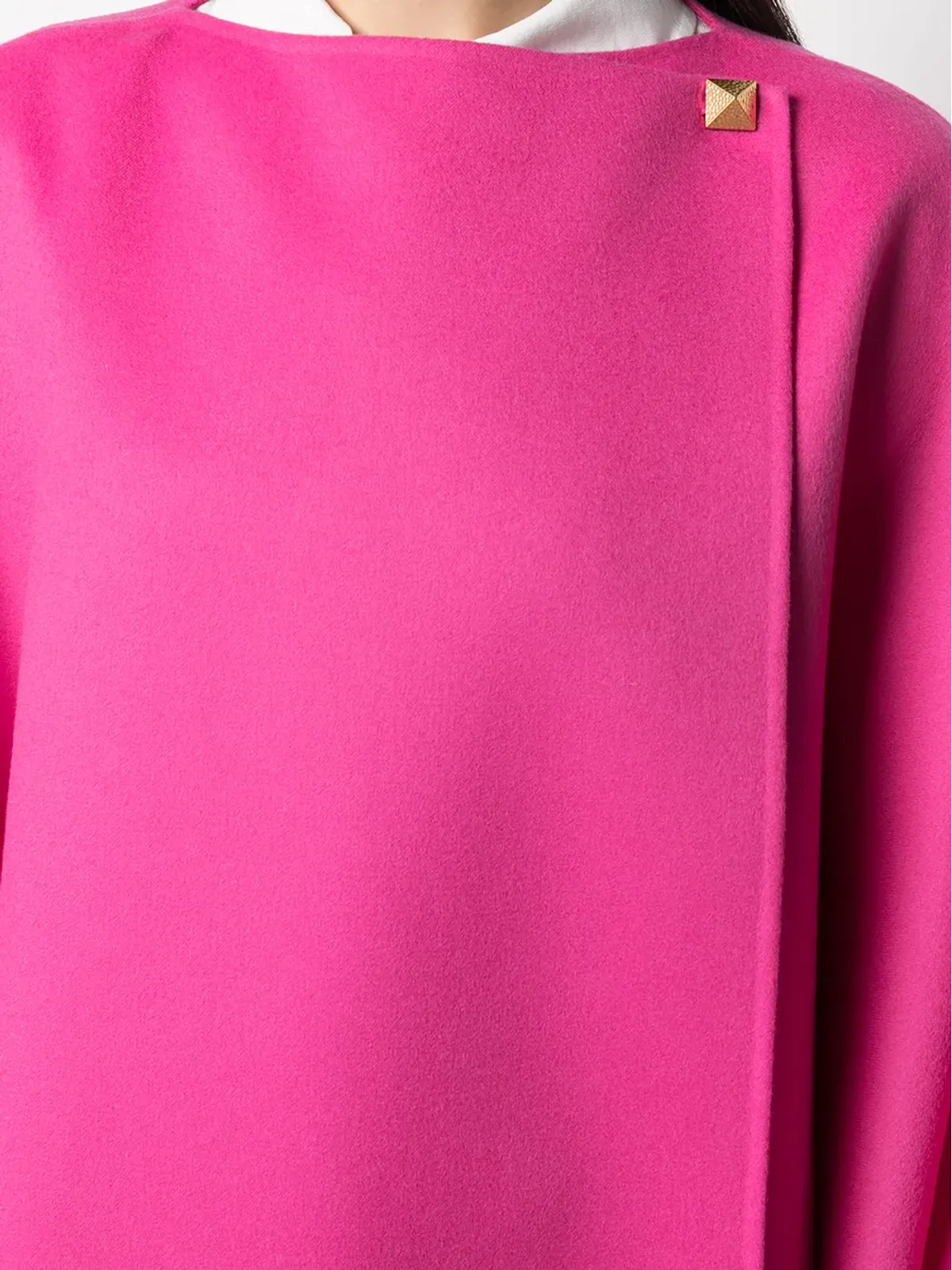Valentino Garavani ピンクのドレープボタンケープ - 画像5