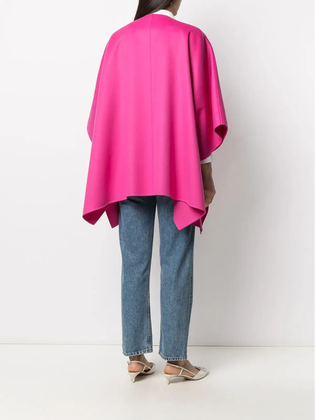 Valentino Garavani ピンクのドレープボタンケープ - 画像4