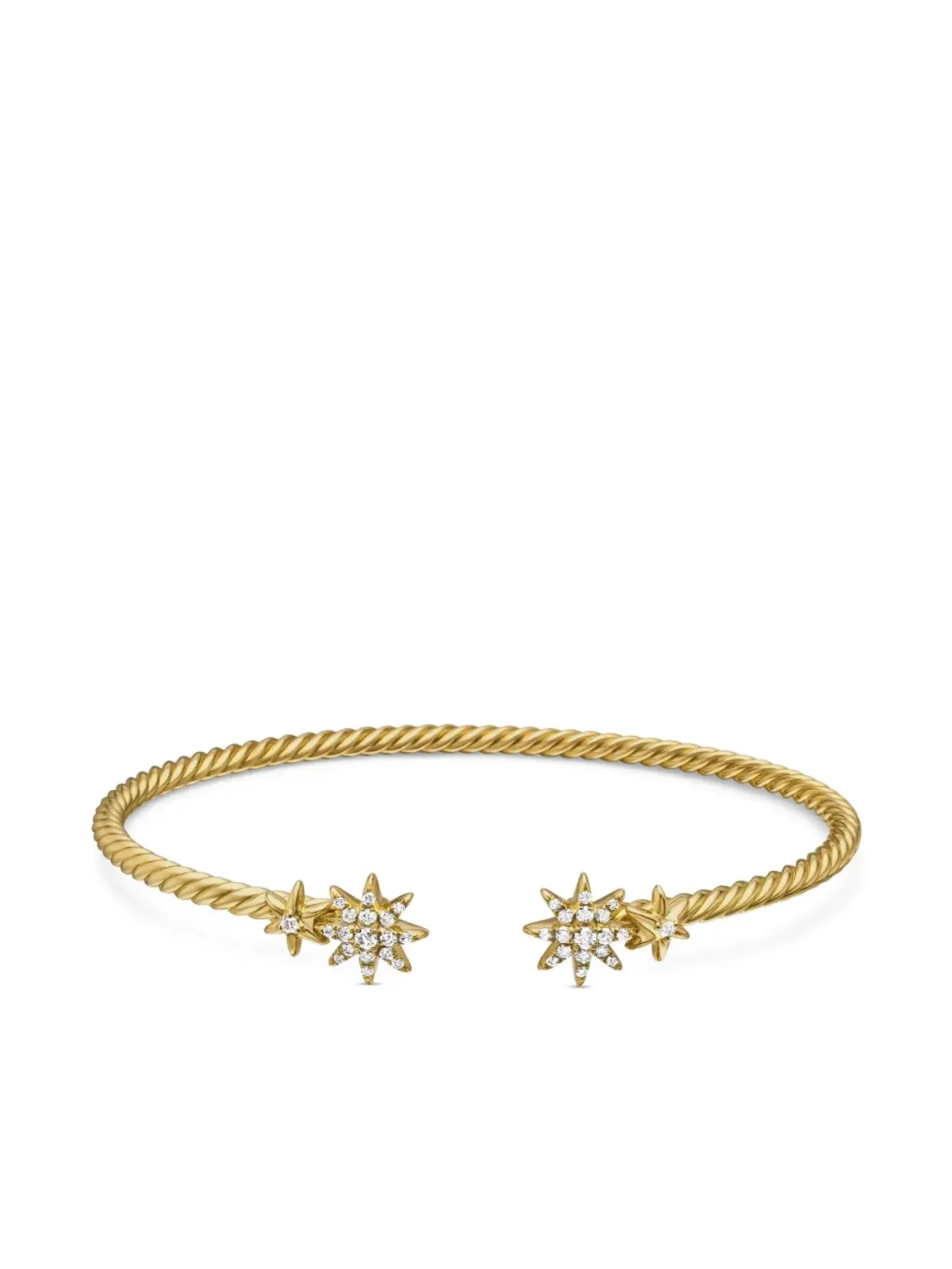 David Yurman 18kt イエローゴールド ペティート・スターバースト・ケーブル・ダイヤモンド・ブレスレット（2.6mm） - 画像5