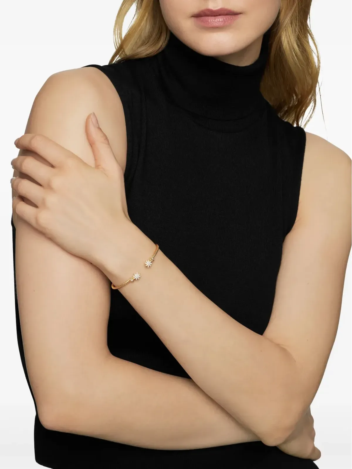 David Yurman 18kt イエローゴールド ペティート・スターバースト・ケーブル・ダイヤモンド・ブレスレット（2.6mm） - 画像2