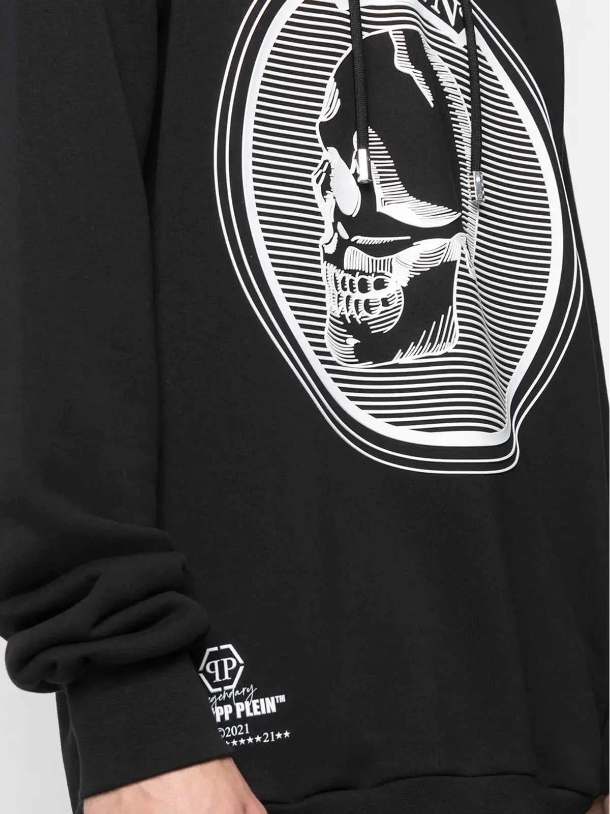 Philipp Plein アウトラインスカル フード付きロング丈スウェットシャツ - 画像5