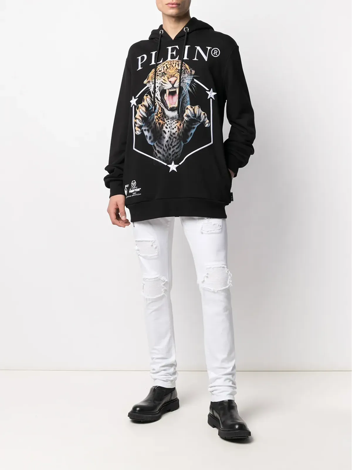 Philipp Plein タイガープリント長袖フーディー - ブラック - 画像2