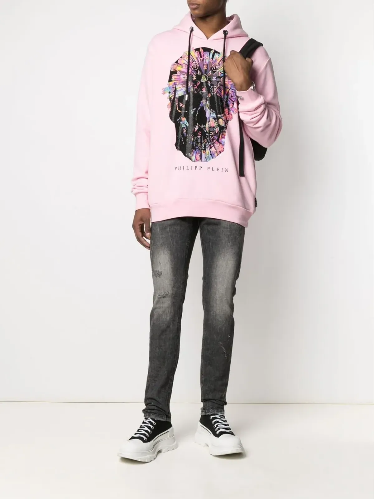 Philipp Plein スーパーストレートカット tattoo-print ジーンズ - 画像2
