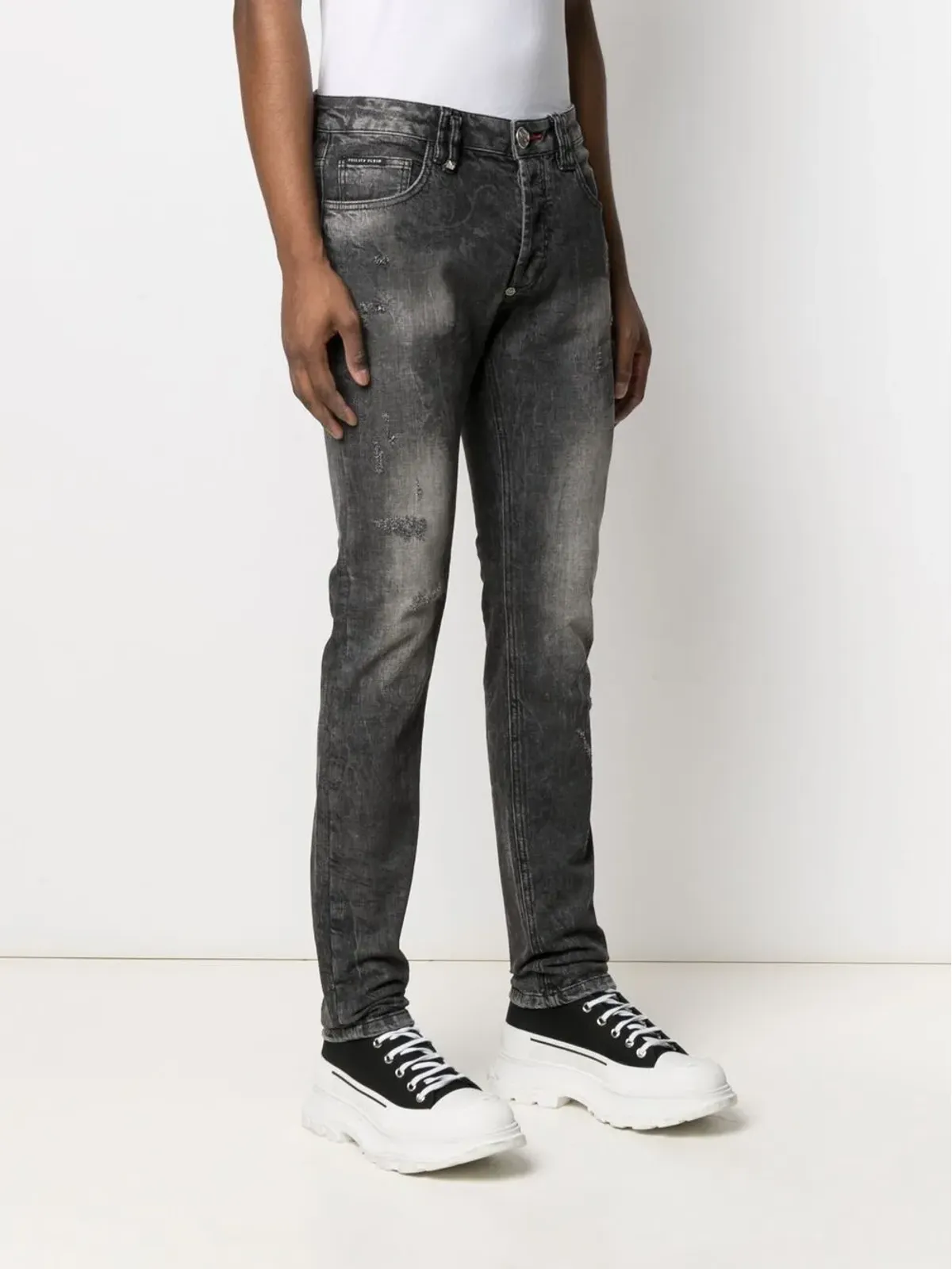 Philipp Plein スーパーストレートカット tattoo-print ジーンズ - 画像3