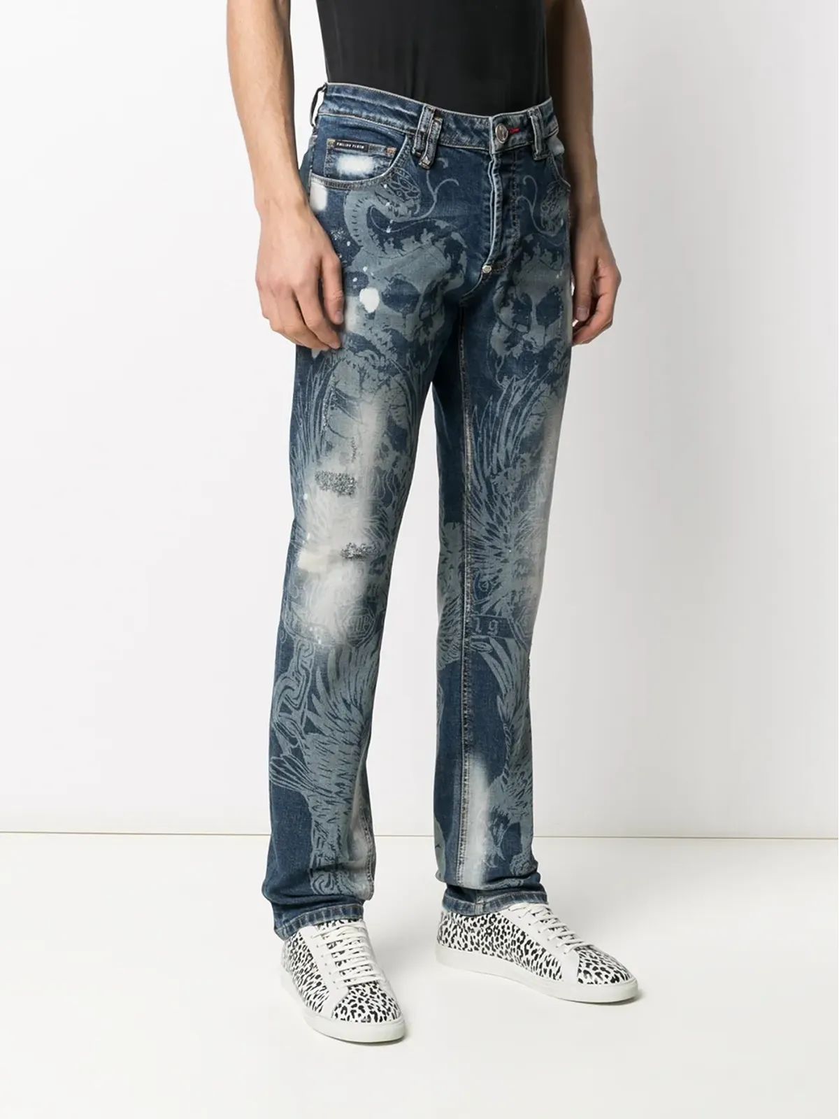 Philipp Plein タトゥー・スーパーストレートジーンズ - 画像3