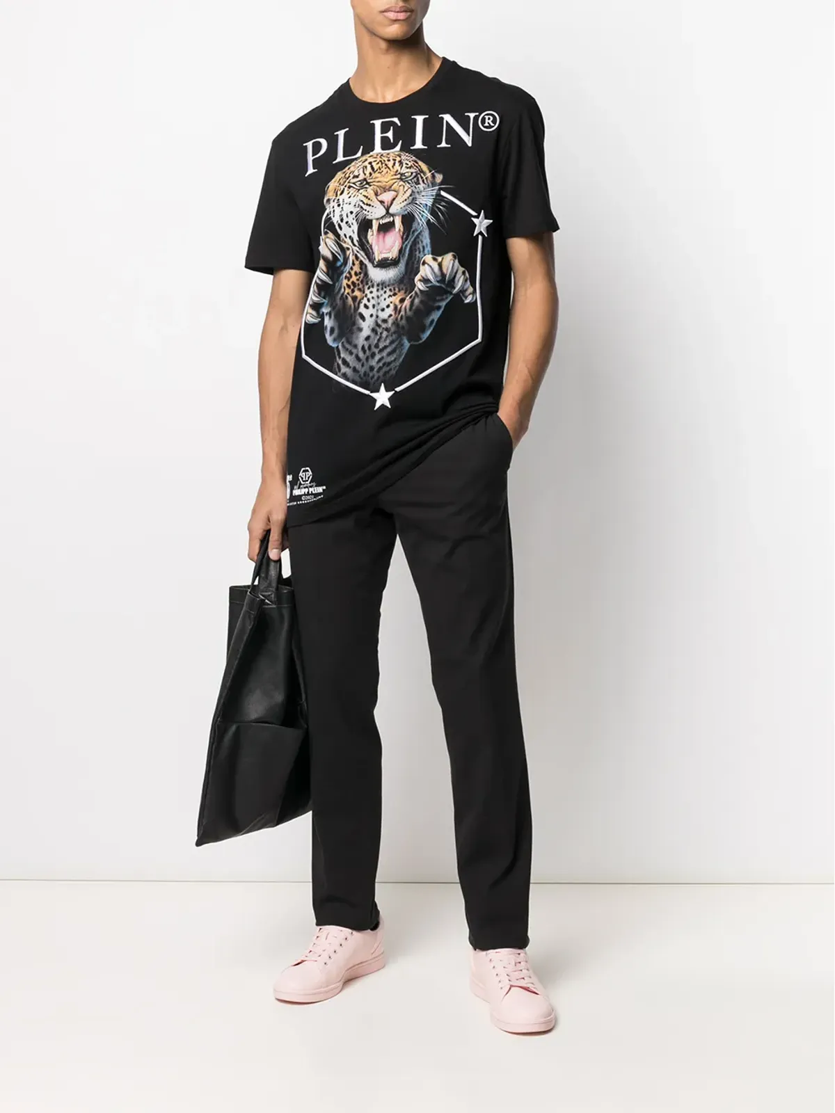 Philipp Plein ロゴプレート チノパンツ ブラック - 画像2