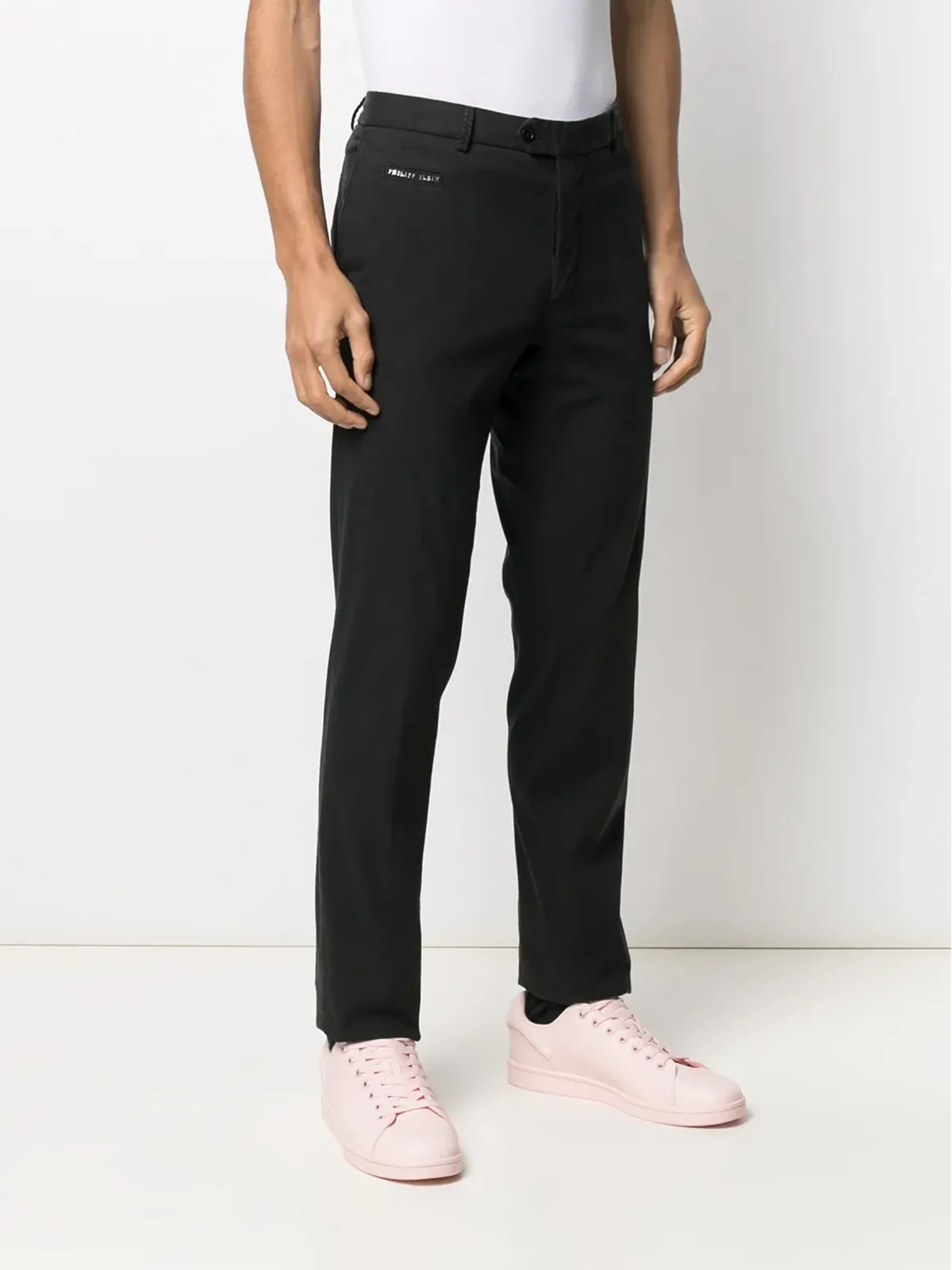 Philipp Plein ロゴプレート チノパンツ ブラック - 画像3