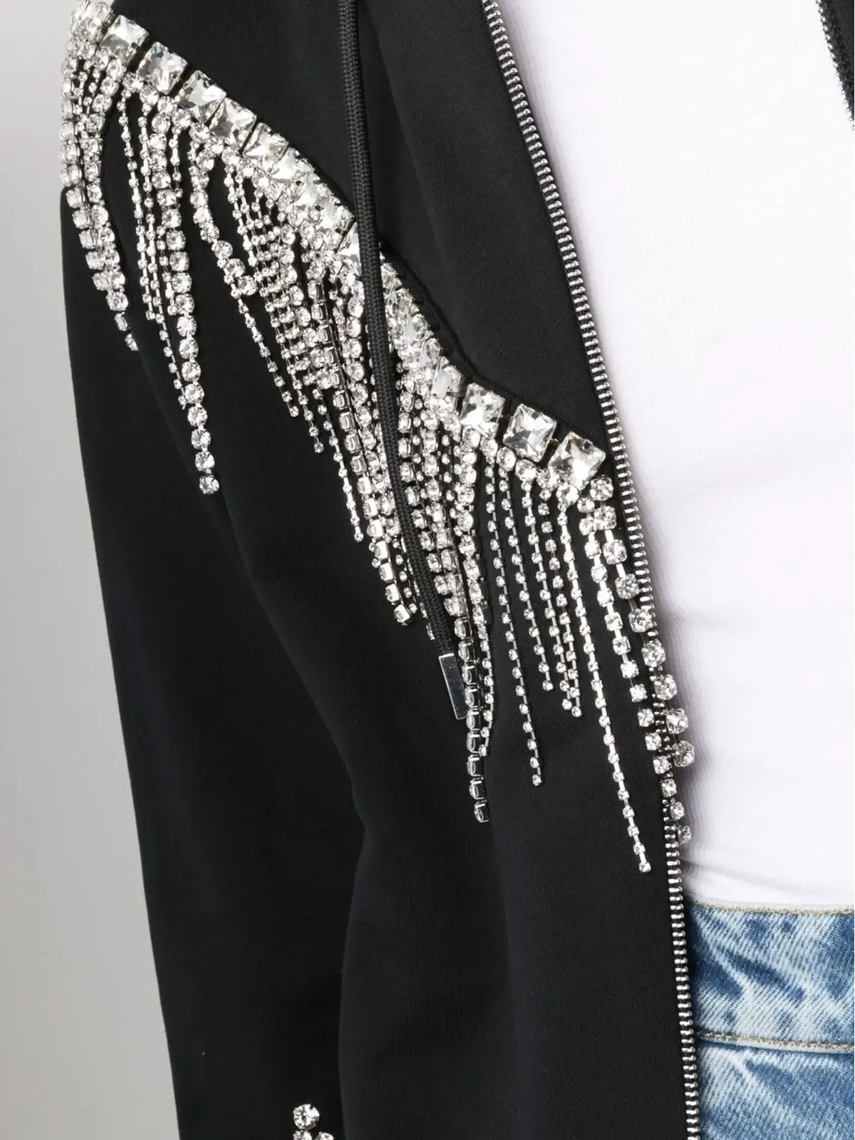 Philipp Plein クリスタルフリンジフード付きジップアップ - 画像5