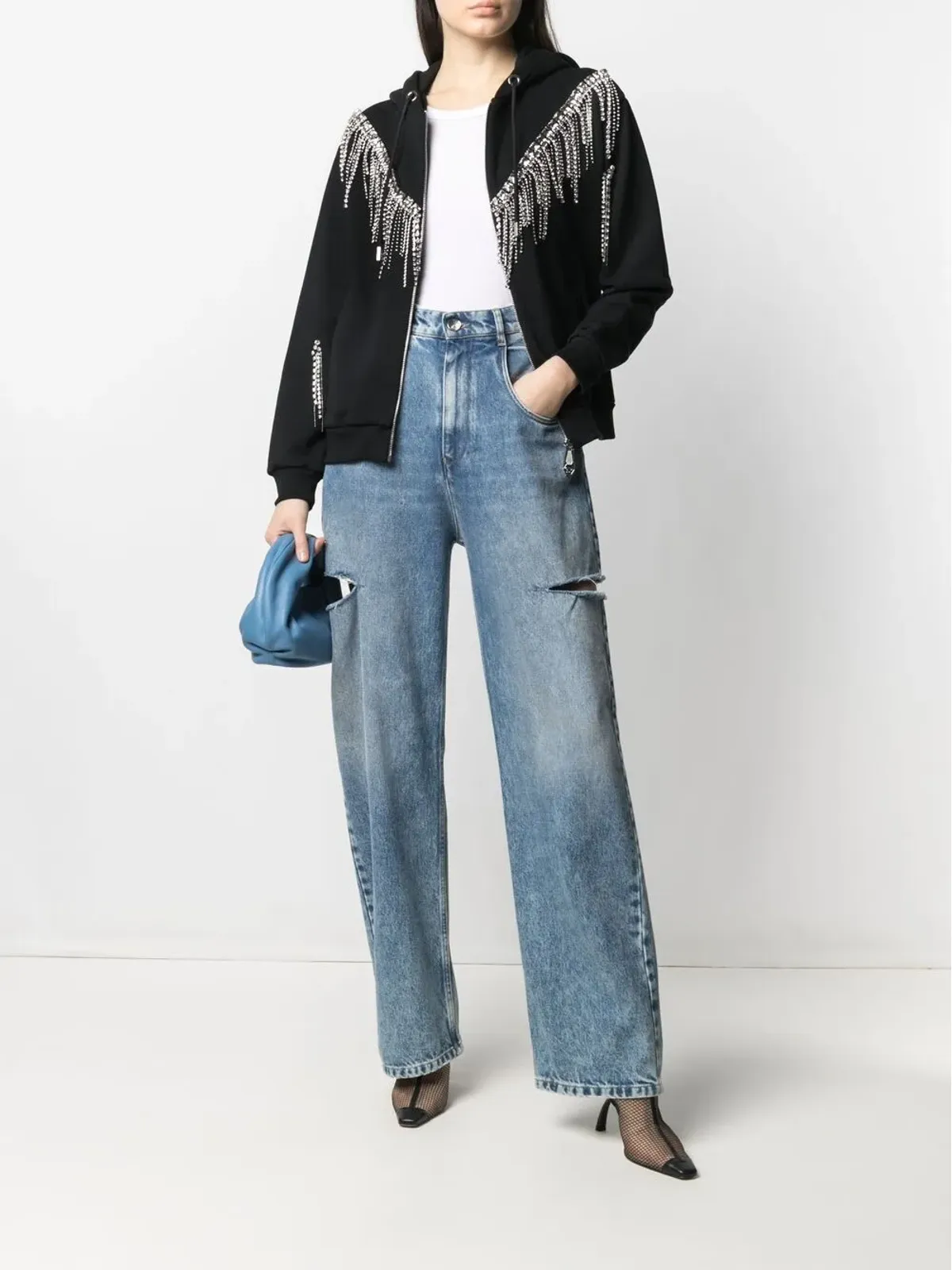 Philipp Plein クリスタルフリンジフード付きジップアップ - 画像2