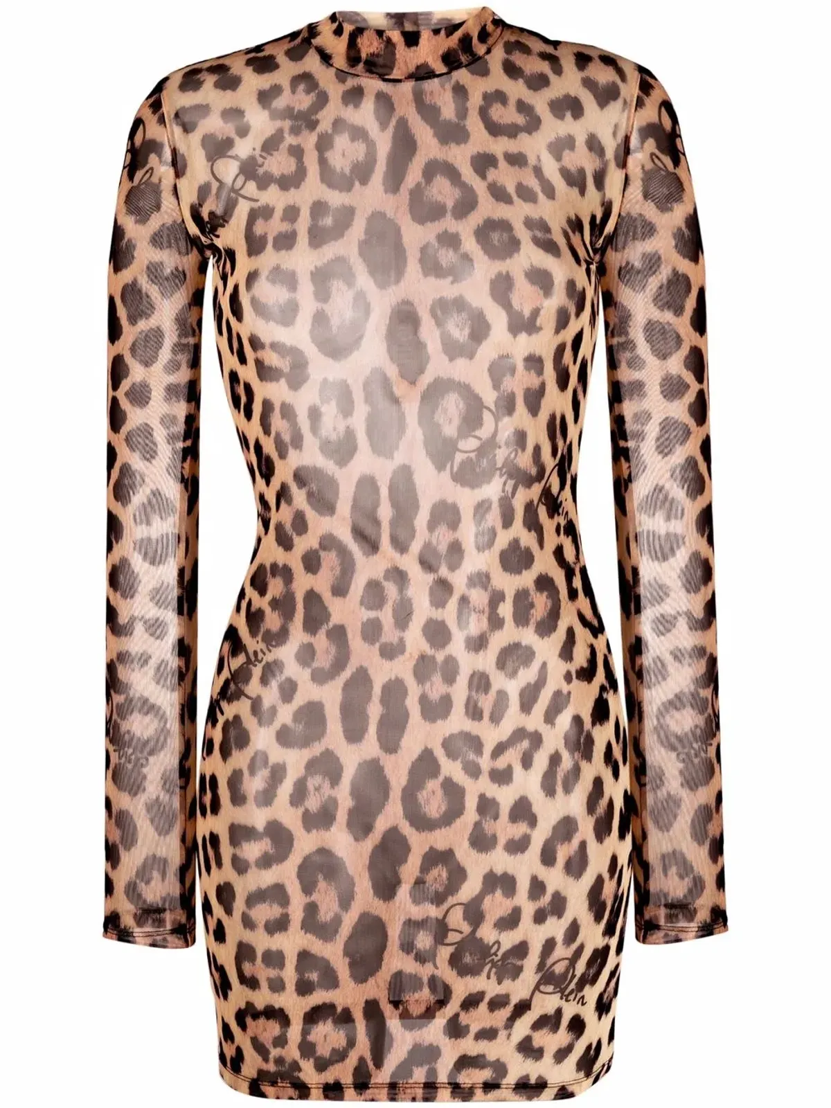 Philipp Plein レオパード柄モックネックドレス - 画像1