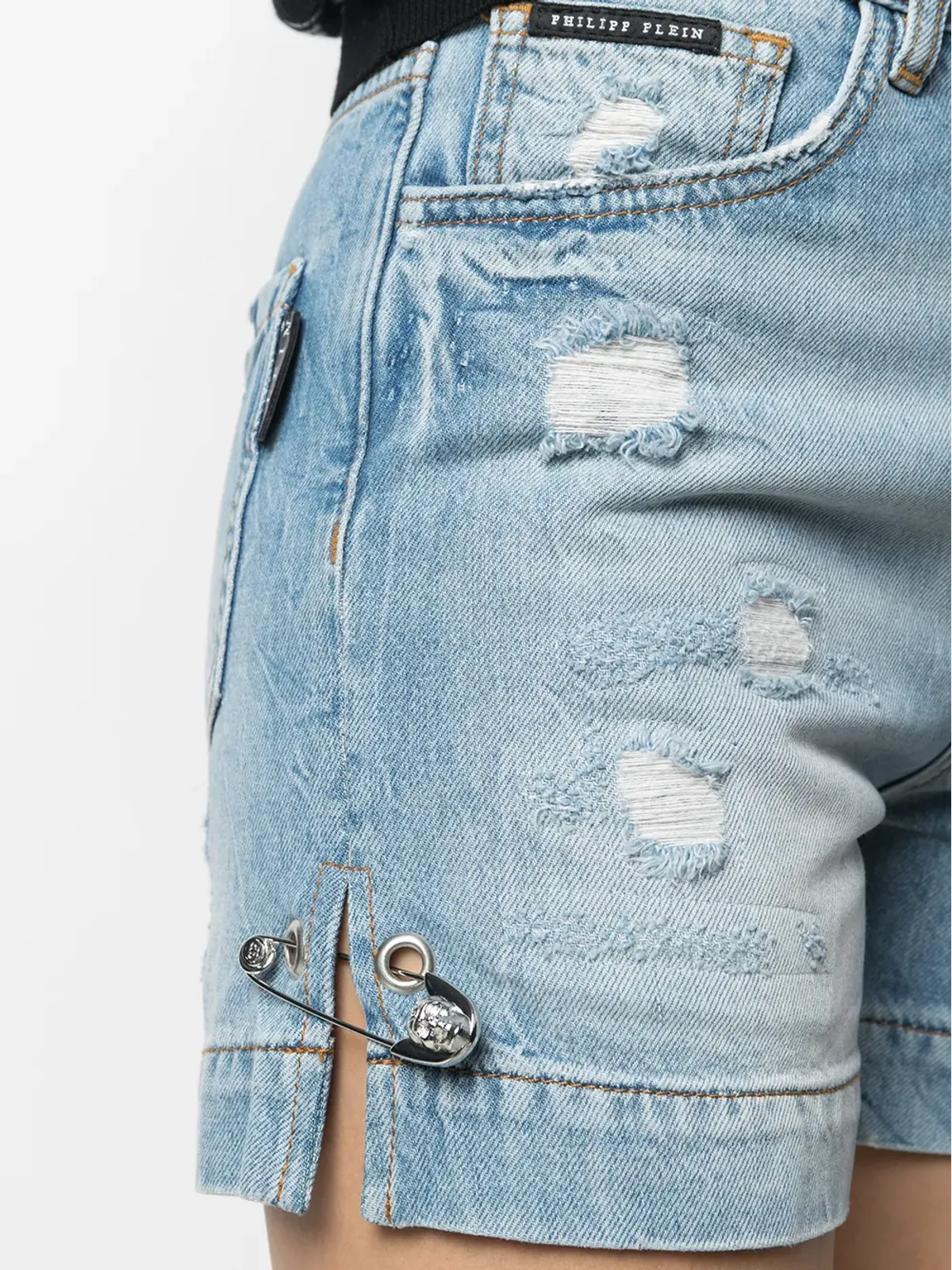 Philipp Plein アイコニック ピンズ デニムショーツ - 画像5