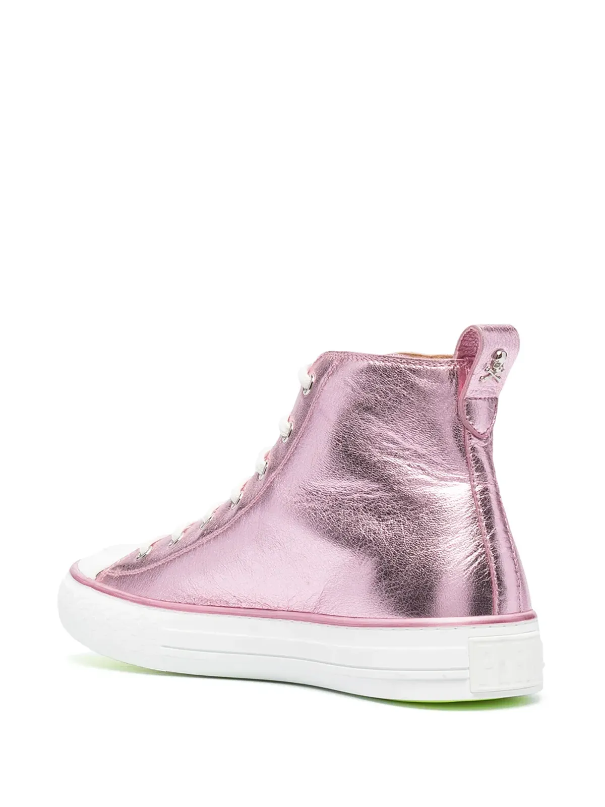 Philipp Plein Megastar ラミネーテッド ハイカットスニーカー ピンク - 画像3