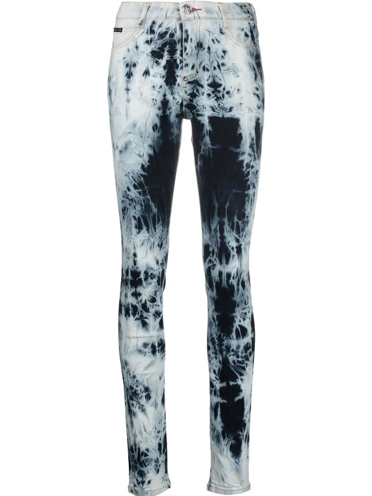 Philipp Plein ハイウエスト アシッドウォッシュ ジェギングス ブルー - 画像1