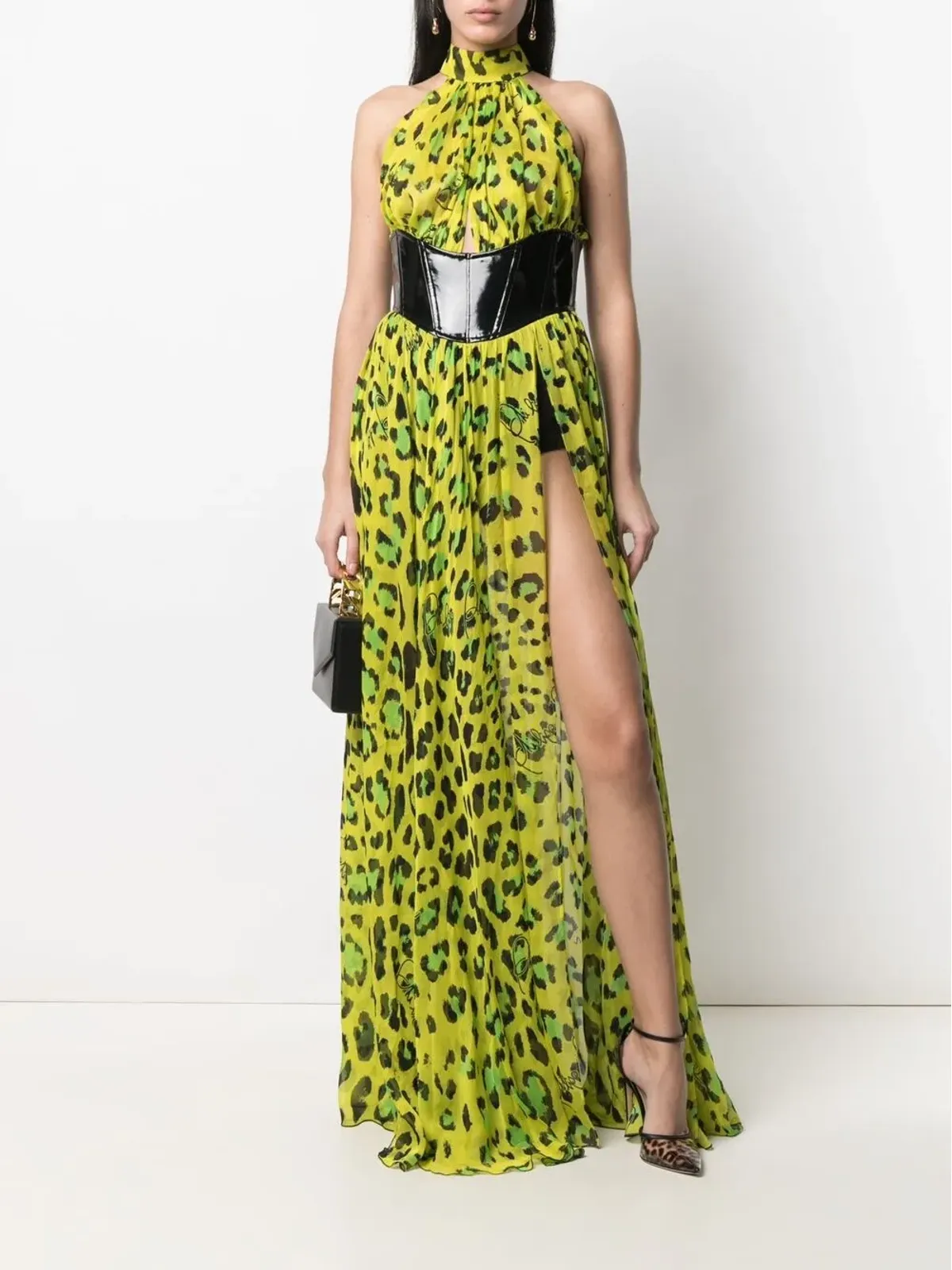 Philipp Plein レオパードプリント ホルターネックドレス - 画像2
