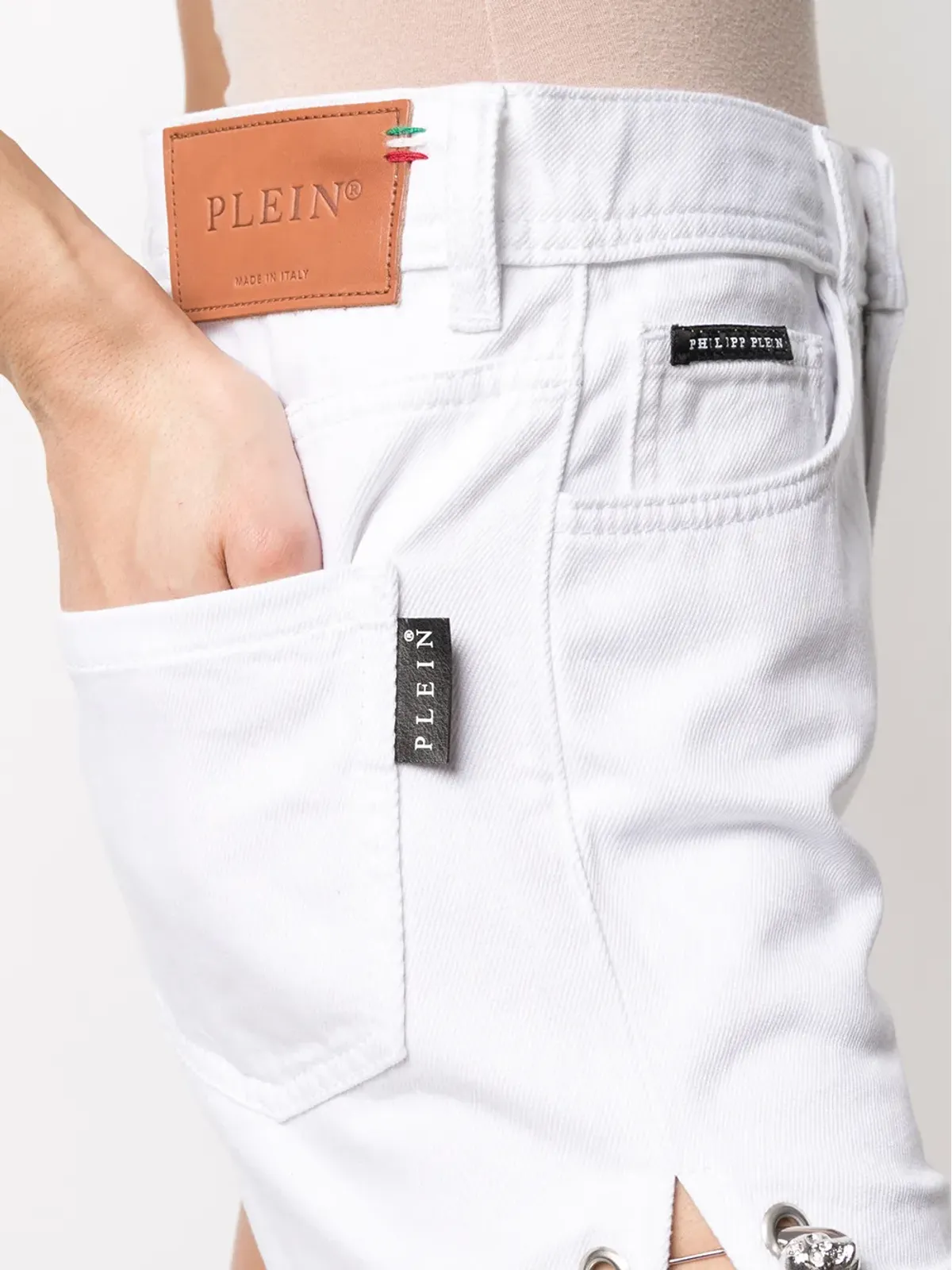 Philipp Plein セーフティピン付きデニムショーツ - ホワイト - 画像5