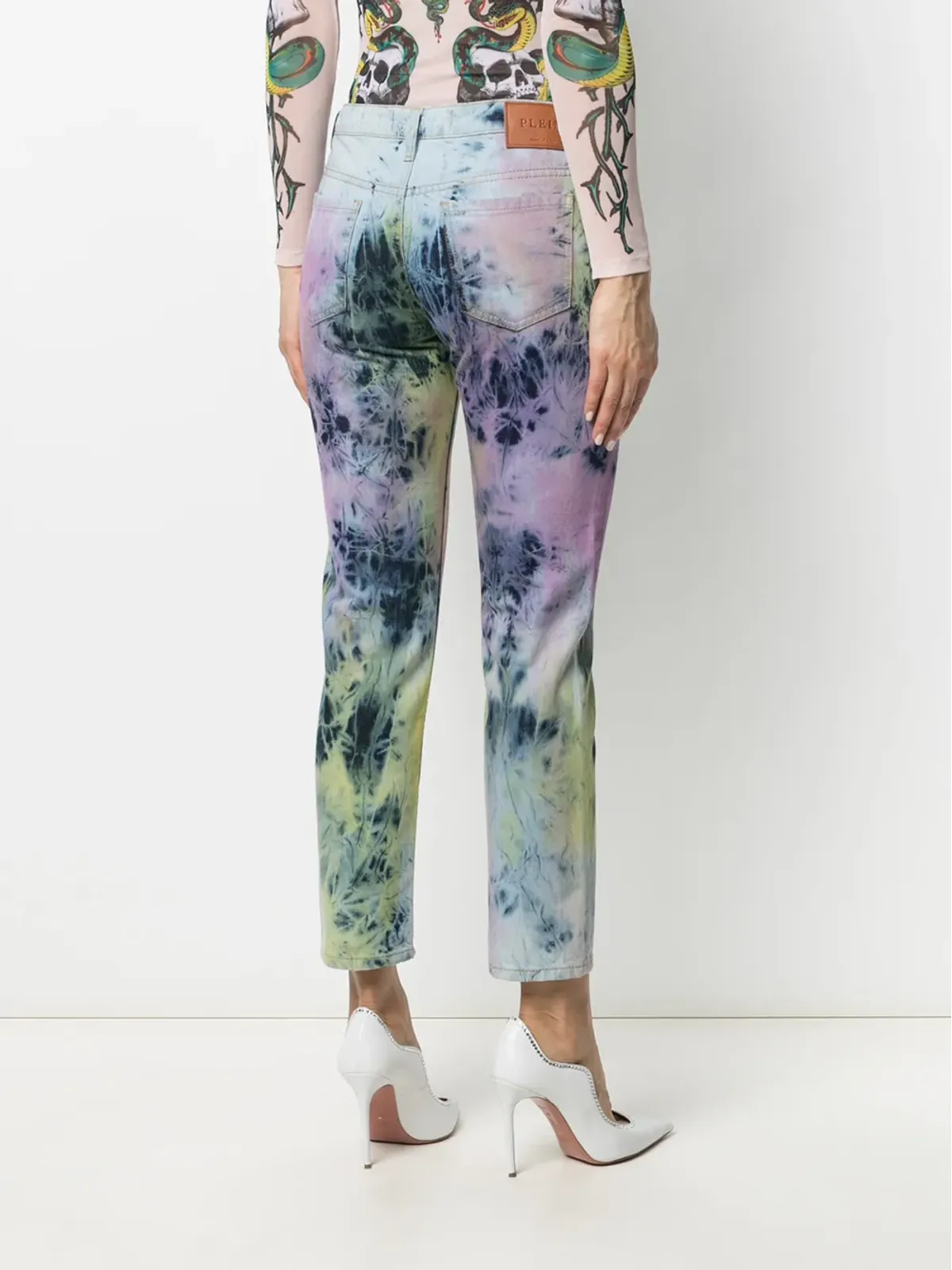 Philipp Plein ボーイフレンドフィット ブリーチタイダイ デニム ジーンズ - 画像4