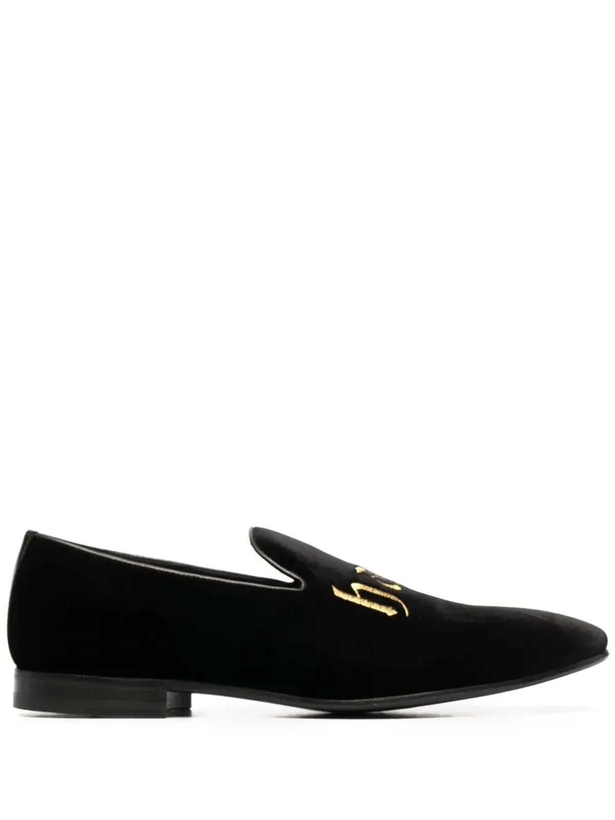 Philipp Plein embroidered velvet loafers - Black - 画像1