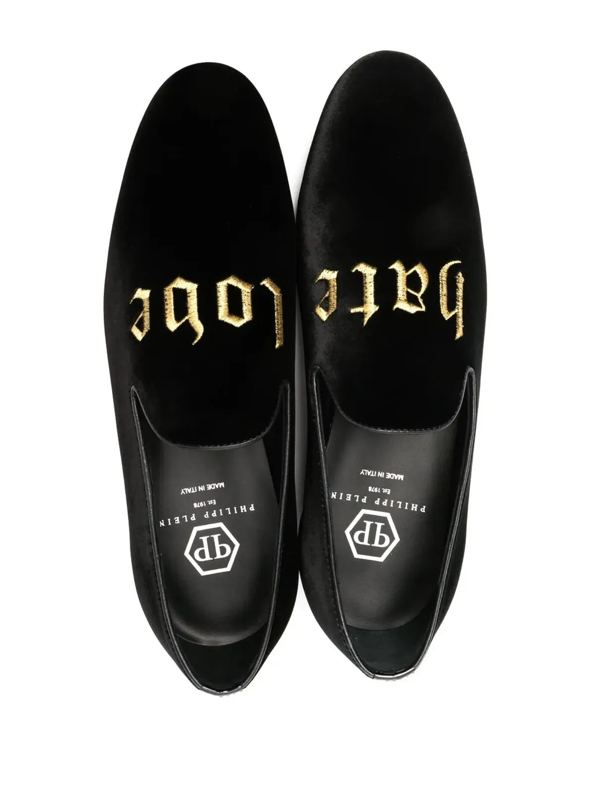 Philipp Plein embroidered velvet loafers - Black - 画像4