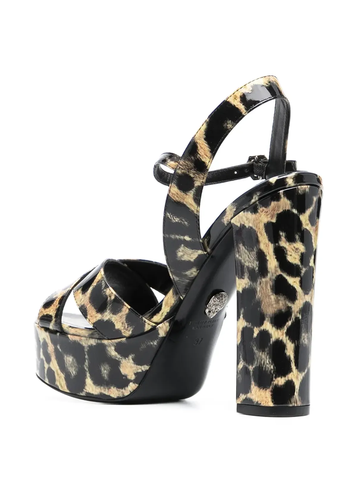 Philipp Plein パテント・プラットフォーム レオパードプリント サンダル - Neutrals - 画像3