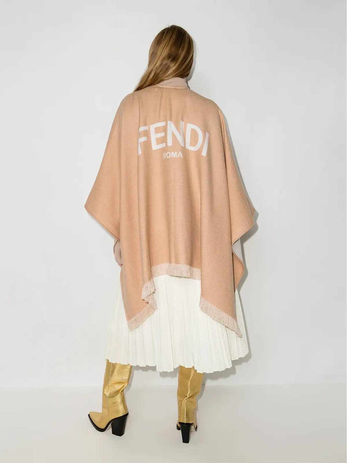 FENDI フリンジロゴポンチョ - 画像3