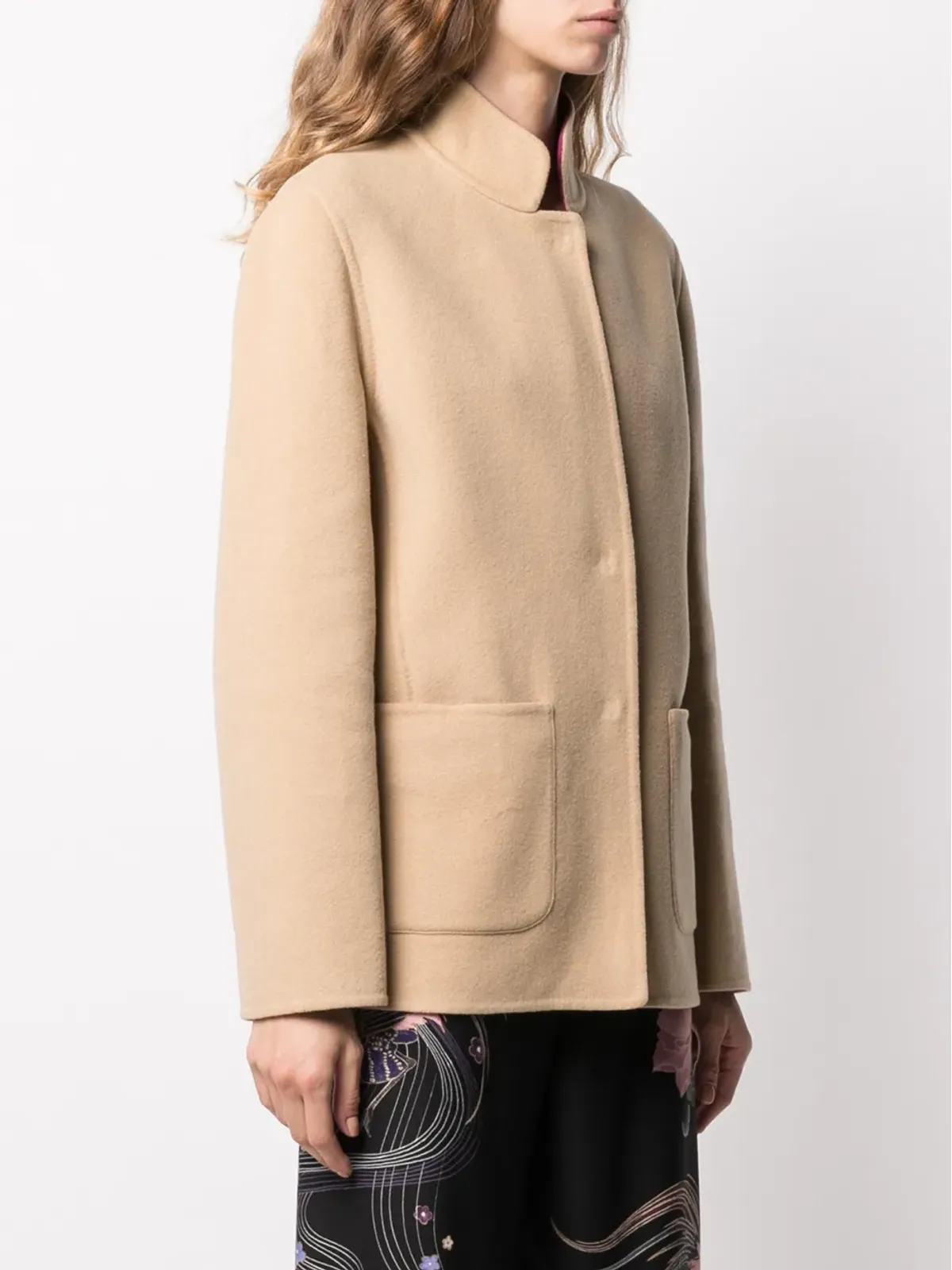 Alberta Ferretti ショート丈リバーシブル ヴァージンウール混紡コート - ニュートラルカラー - 画像3