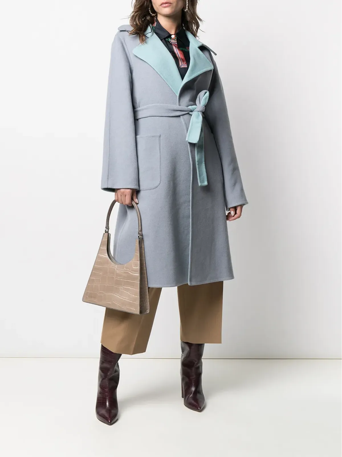 Alberta Ferretti リバーシブル ヴァージンウールブレンド コート（グレー） - 画像2