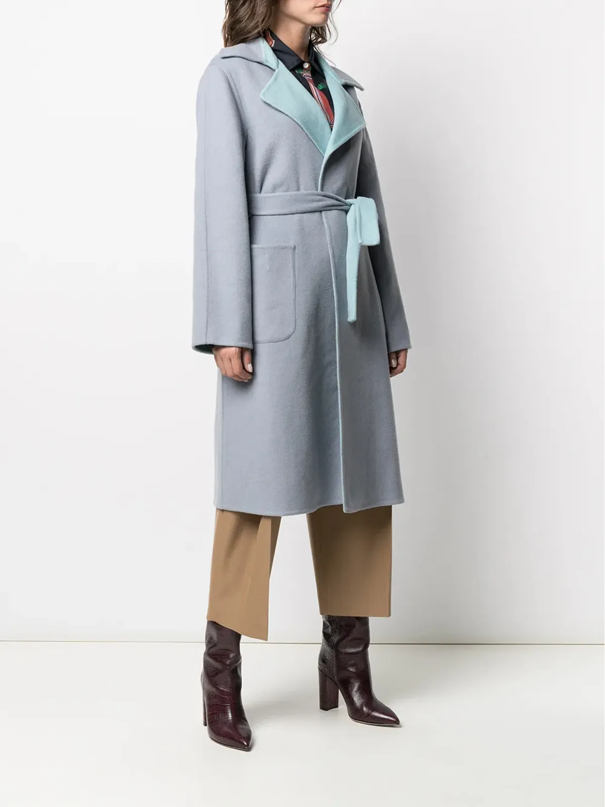 Alberta Ferretti リバーシブル ヴァージンウールブレンド コート（グレー） - 画像3