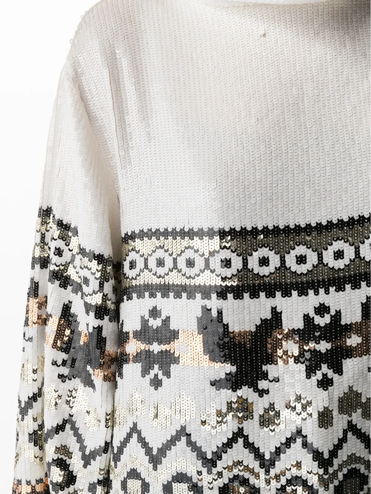 Alberta Ferretti パターン入りスパンコールジャンパー（ホワイト） - 画像5