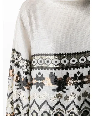 Alberta Ferretti パターン入りスパンコールジャンパー（ホワイト） - サムネイル5