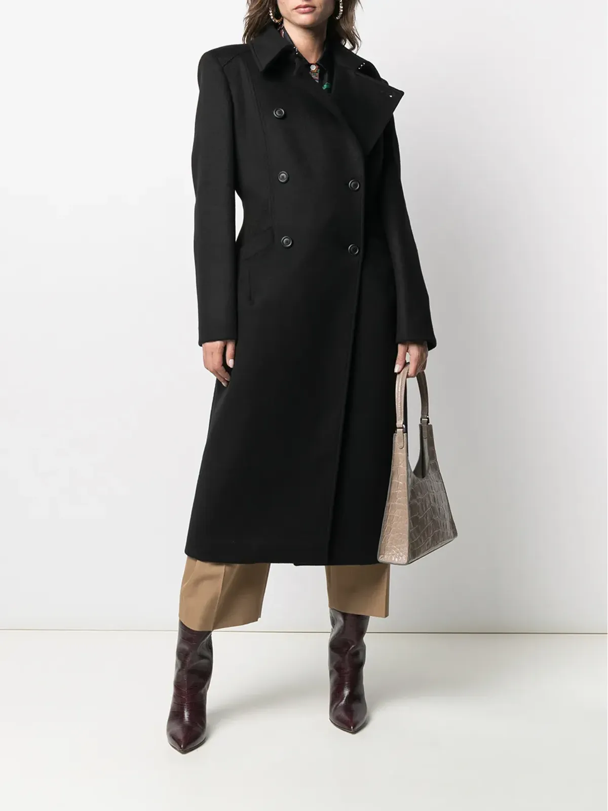 Alberta Ferretti ロングダブルブレスト ウールブレンド コート - 画像2