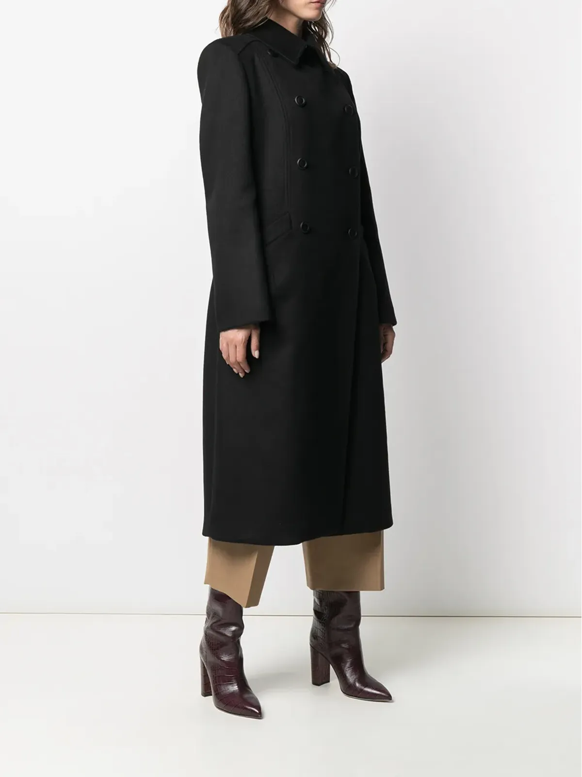 Alberta Ferretti ロングダブルブレスト ウールブレンド コート - 画像3