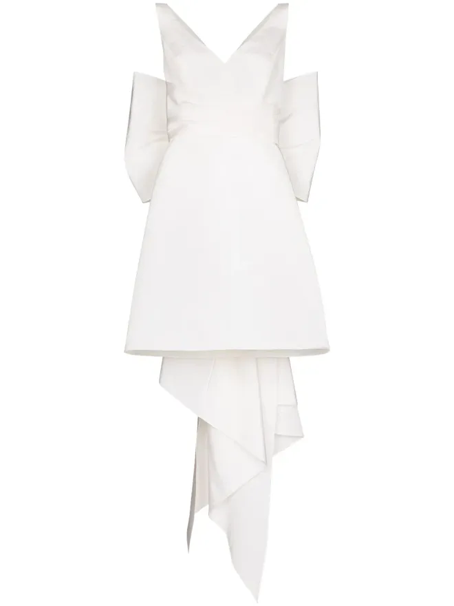 Carolina Herrera Carolina Herrera オーバサイズボウ シルクミニドレス - ホワイトの商品画像