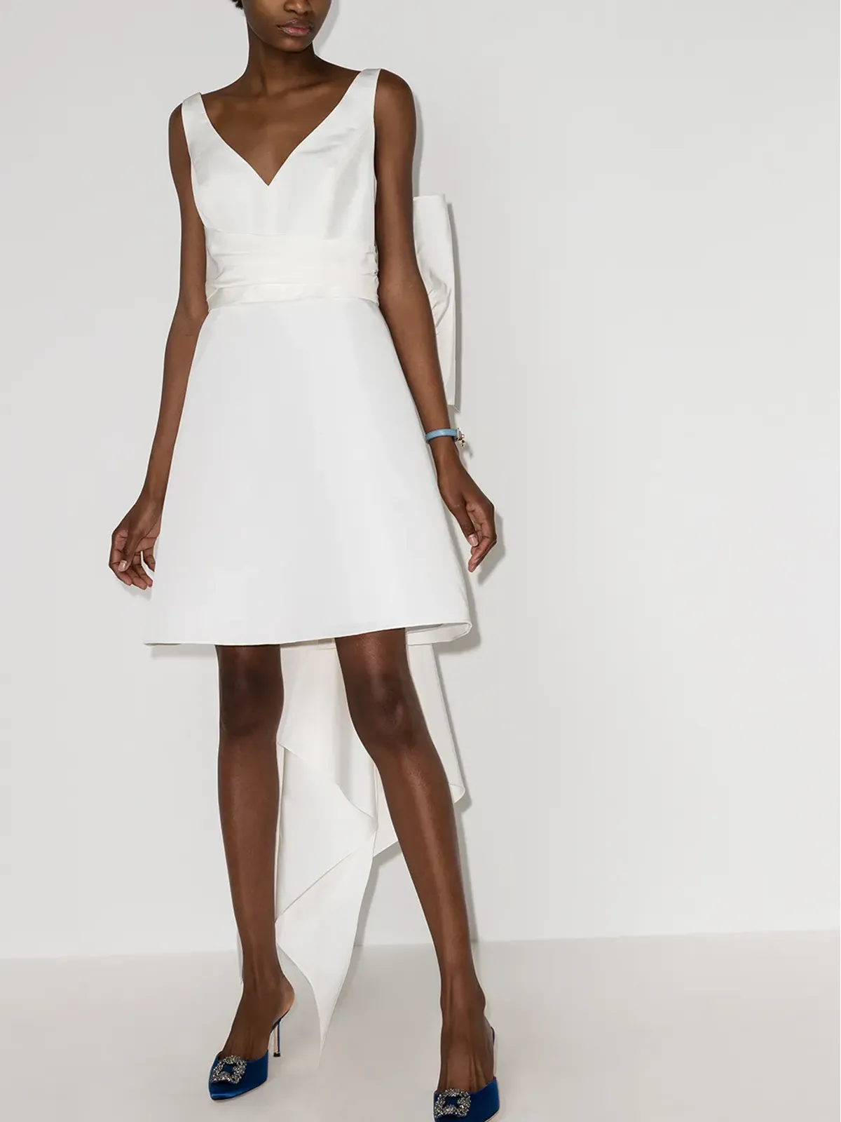 Carolina Herrera オーバサイズボウ シルクミニドレス - ホワイト - 画像2