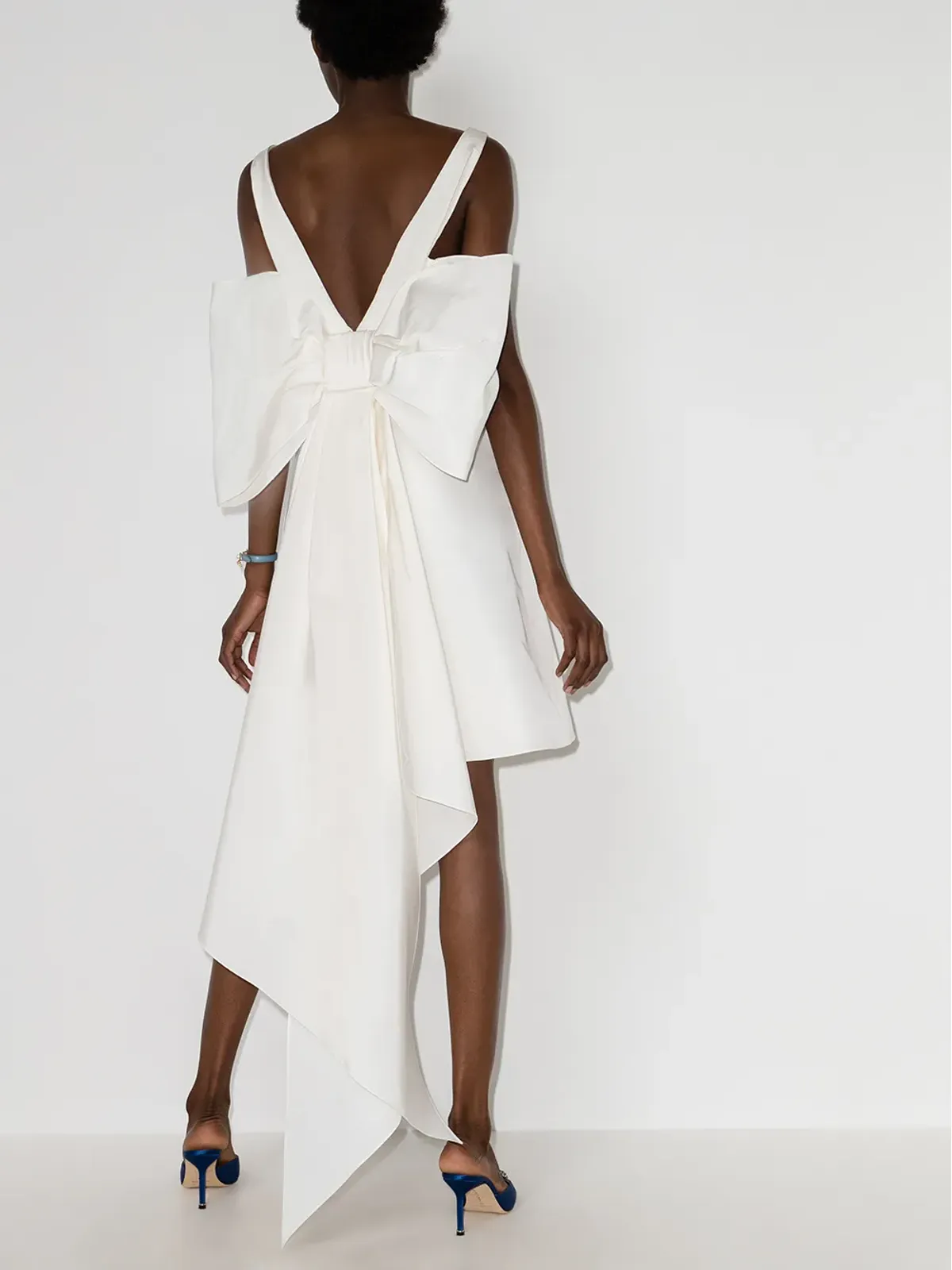 Carolina Herrera オーバサイズボウ シルクミニドレス - ホワイト - 画像3