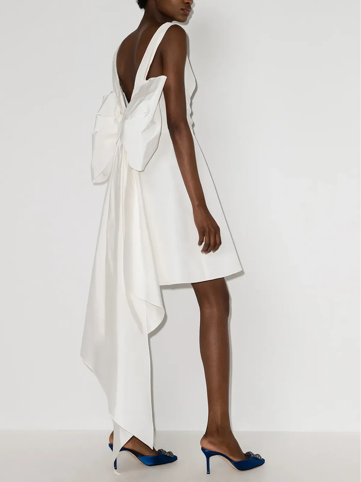 Carolina Herrera オーバサイズボウ シルクミニドレス - ホワイト - 画像4
