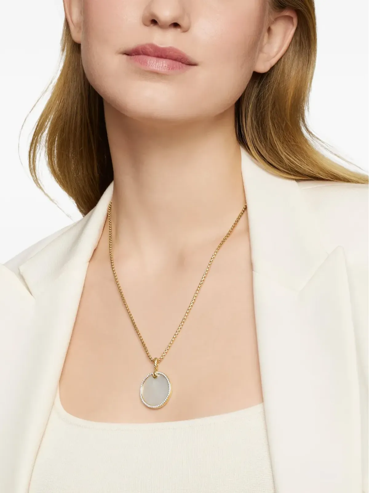 David Yurman DY Elements ディスク ダイヤモンド縁 ペンダント - 画像2