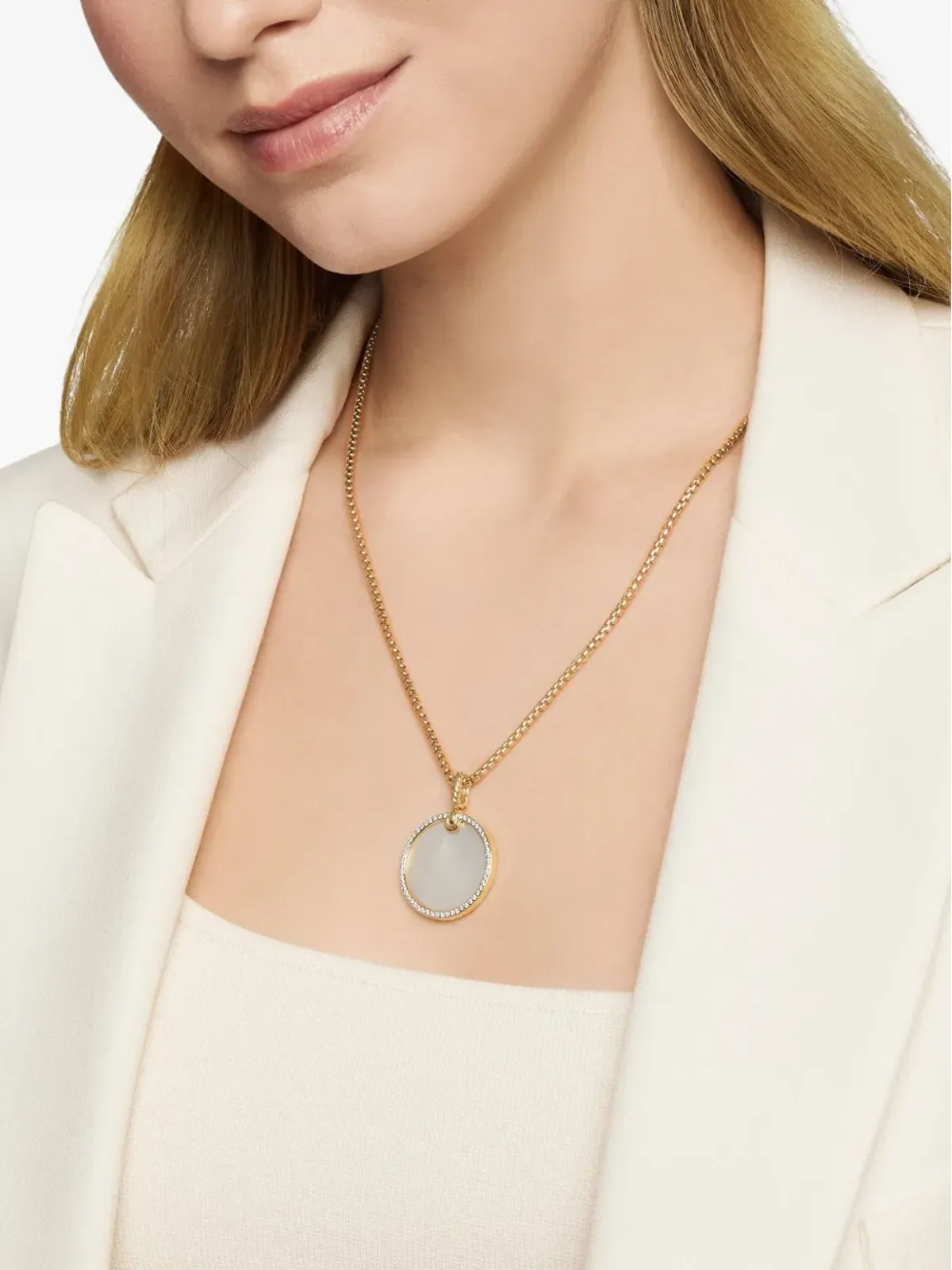 David Yurman DY Elements ディスク ダイヤモンド縁 ペンダント - 画像3