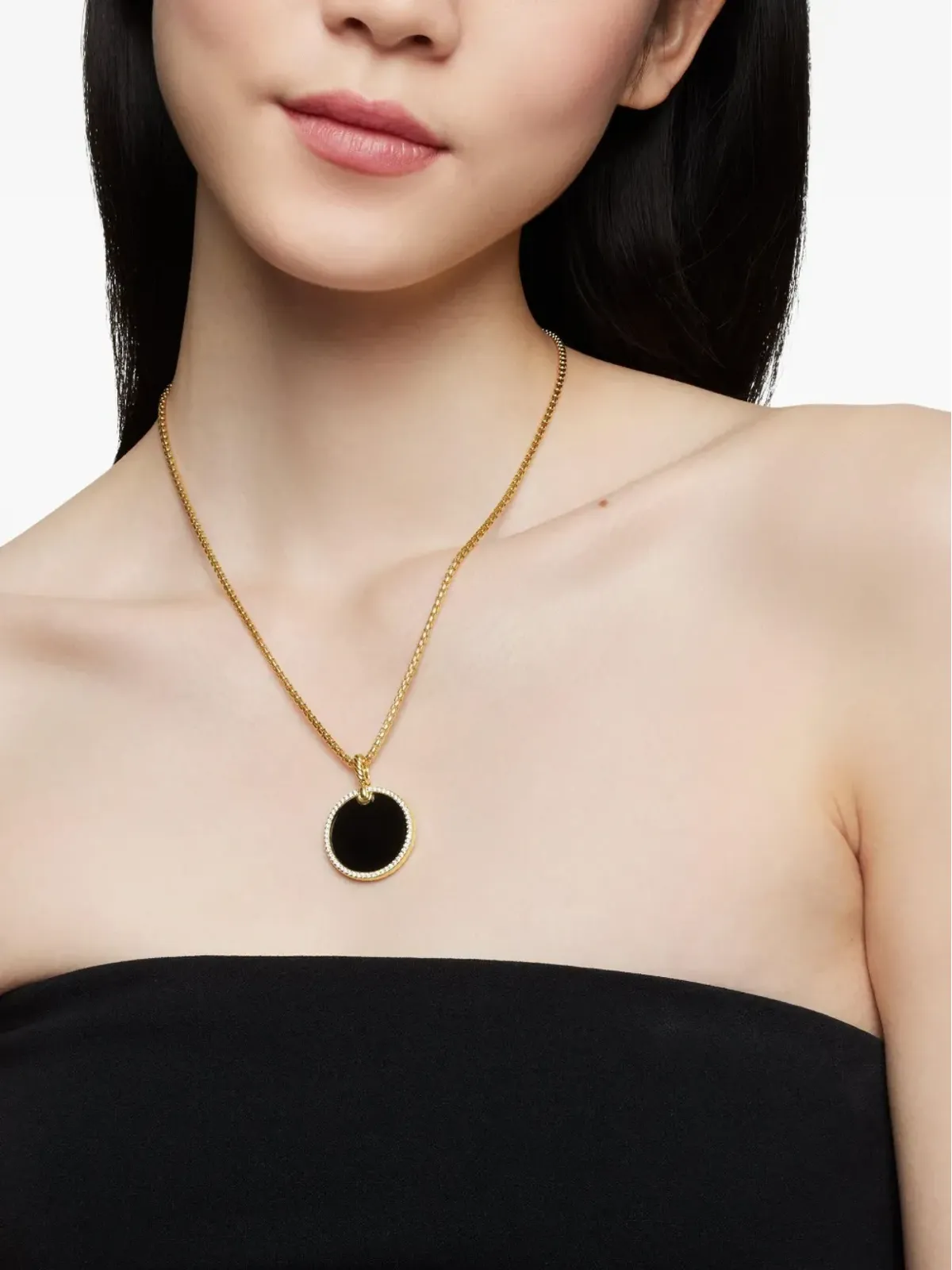 David Yurman 18K イエローゴールド DY Elements Disc ダイヤモンド ペンダント - 画像2