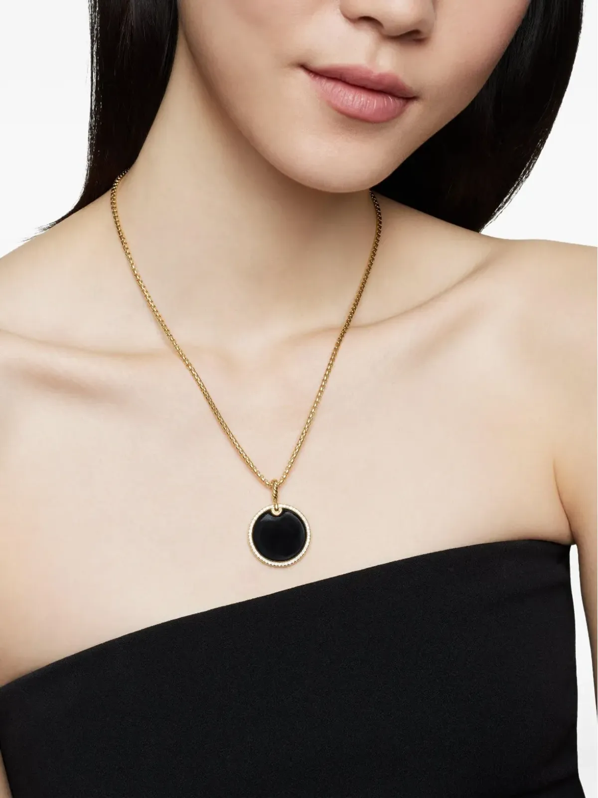 David Yurman 18K イエローゴールド DY Elements Disc ダイヤモンド ペンダント - 画像3